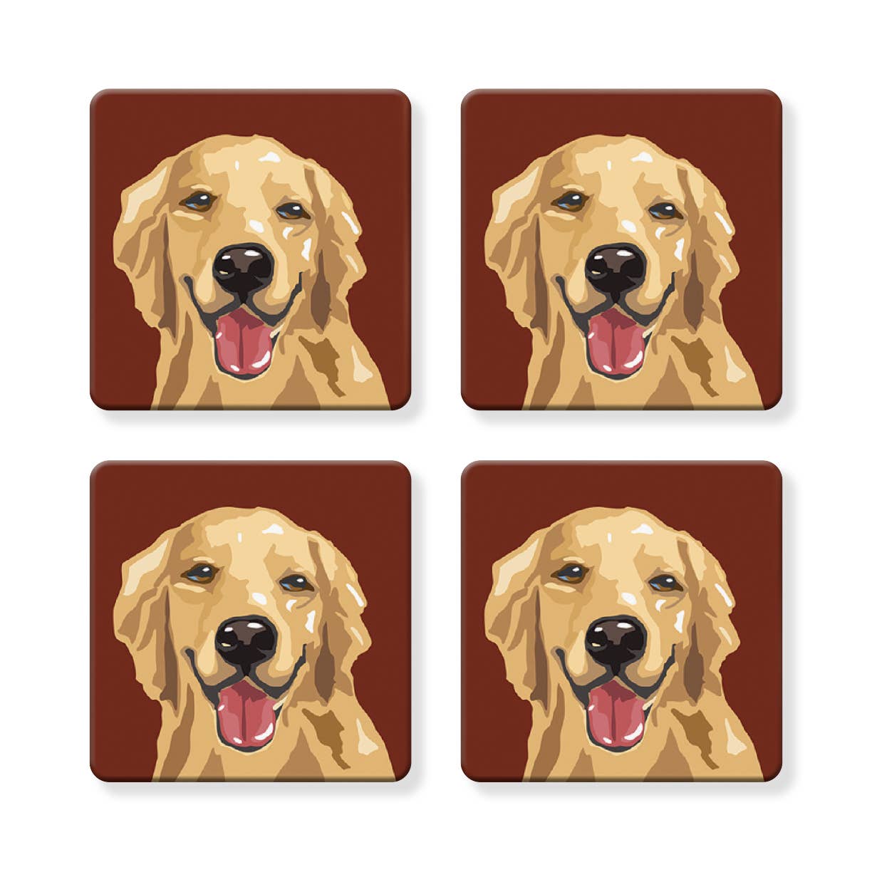 Set of 4 MDF Coasters - Golden Retriever